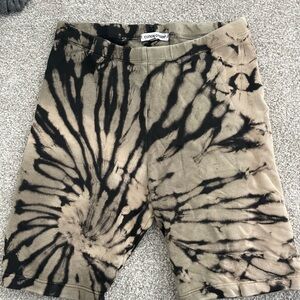 Cotton Citizen Black and Tan Tie-Dye Biker Shorts